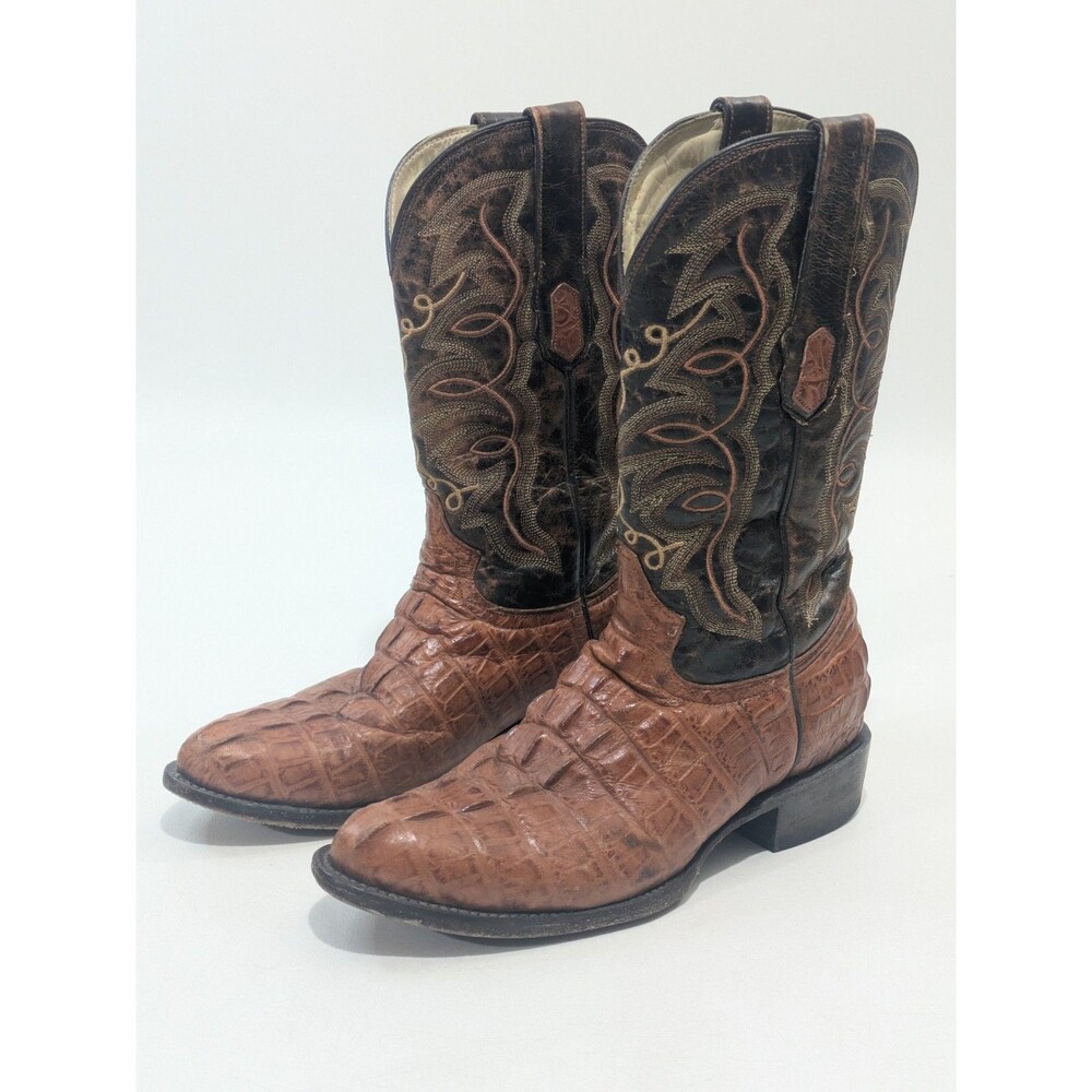 Cowtown R6094 Alligator Print Boots Cognac/Black Men's 8.5D